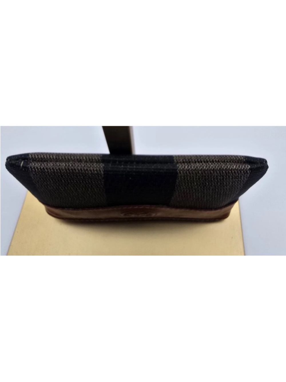 Fendi Pequín Brown Leather Trim Striped Canvas Coin Keys Pouch w/ Gold Hardware - Picture 7 of 11